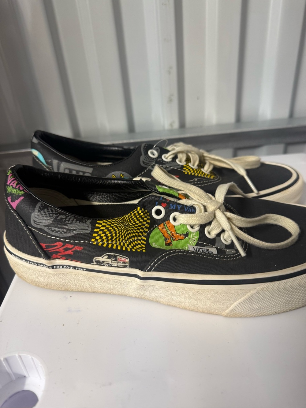 Vans Black Low-Top Sneakers with Multicolor Graphic Accents